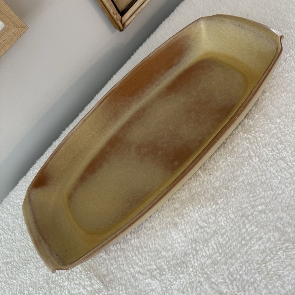 VTG Frankoma Pottery Plainsman Gold 5Q Rectangular Serving Dish Platter MCM